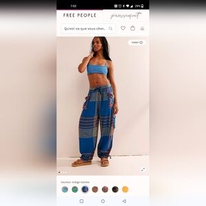 Free People Blue Plaid Women's Pants